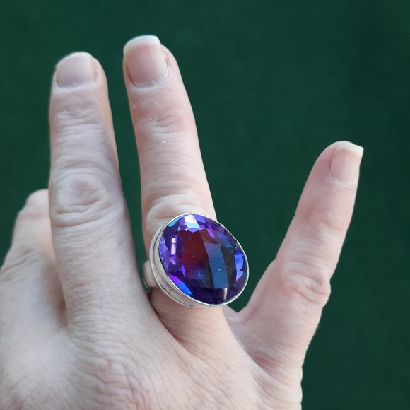 New Men's Bi-Color Tourmaline 925 Silver Statement Ring. - Picture 4 of 8